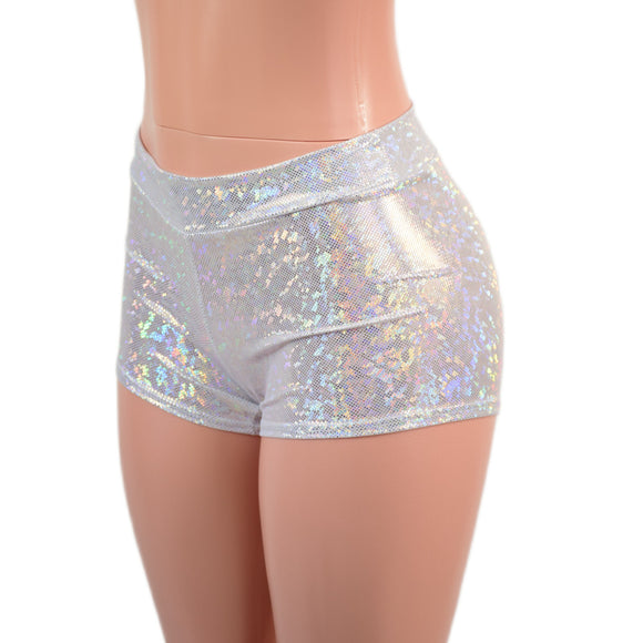 Midrise Shorts in White Kaleidoscope