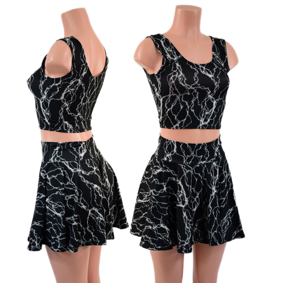 Ready To Ship Black Lightning Crop Tank (TOP ONLY)