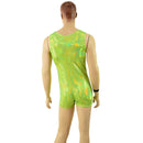 Mens Neon Lime Holographic Singlet Romper-3