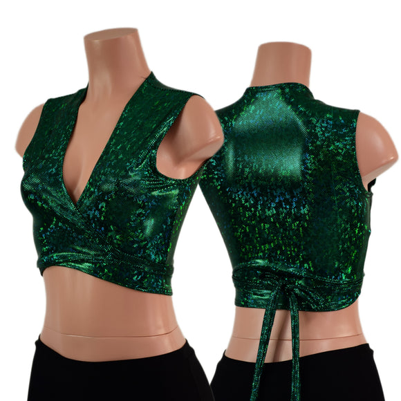 Green Kaleidoscope Sleeveless Wrap & Tie Top