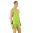 Mens Neon Lime Holographic Singlet Romper-2