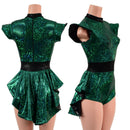 Green Kaleidoscope Mini Tux Back Romper with Black Mystique Trim-1