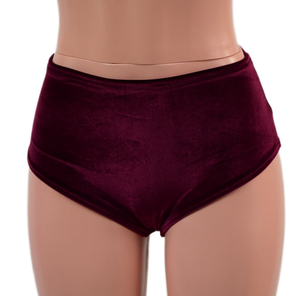 Midrise Siren Shorts in Burgundy Velvet