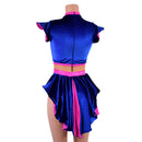 Pink and Blue Mini Tuxedo Back Romper with Inset Mesh Keyhole-5