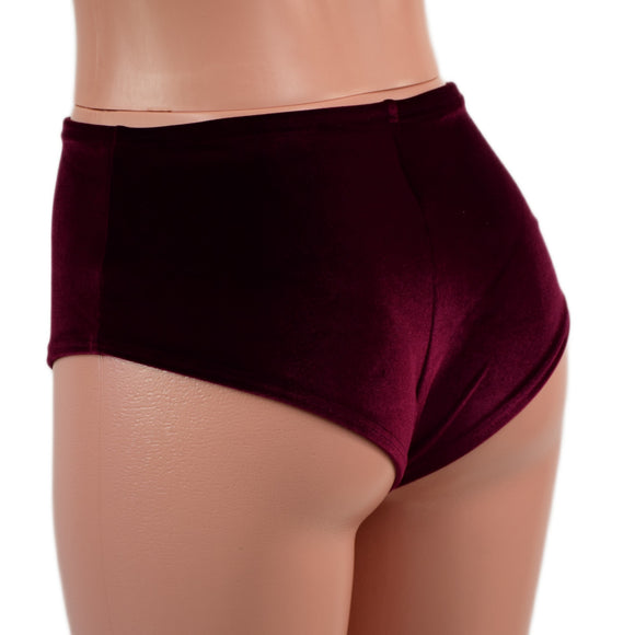 Midrise Siren Shorts in Burgundy Velvet
