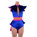 Pink and Blue Mini Tuxedo Back Romper with Inset Mesh Keyhole-4