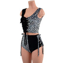 Distortion Velvet and Black Velvet Lace Up Harlequin Set - Coquetry Clothing