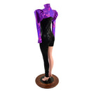 Asymmetrical Black Mystique Catsuit Set with Grape Holo Victoria Sleeve Bolero-5