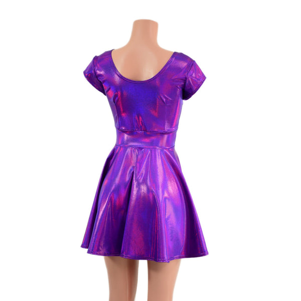 Purple Holographic Skater Dress - 5