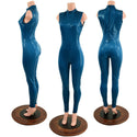 Nile Blue Sleeveless Catsuit with Stella Collar and Back Zipper - 1
