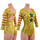 Gold, Red and Green Klown Romper with Twist Back-1