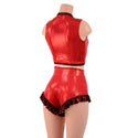 2PC Keyhole Crop Top and Ruffled Leg Siren Shorts Set - 5