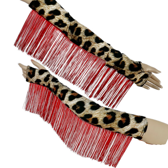 Fingerless Arm Warmer Gloves with Fringe