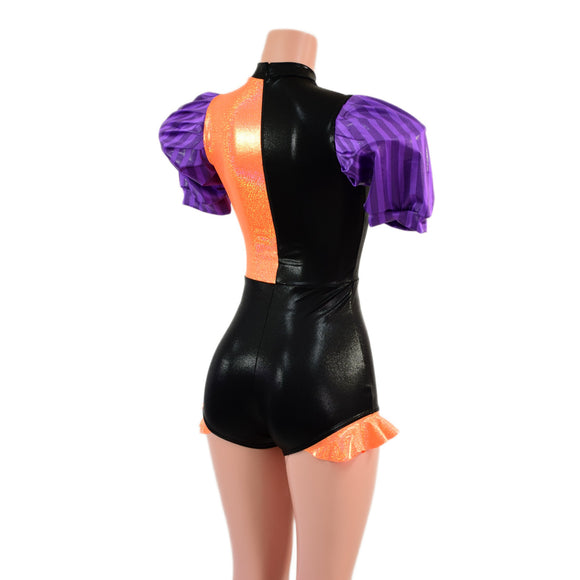 Quad Color Blocked Romper with Short, Banded, Victoria Sleeves