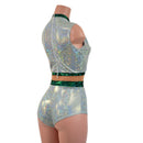 Sleeveless Frostbite Keyhole Romper with Nude Mesh Waistband-4