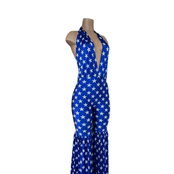 Blue and White Stars Stilting Costume