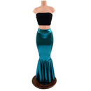 Teal Metallic High Waist Mermaid Skirt-2
