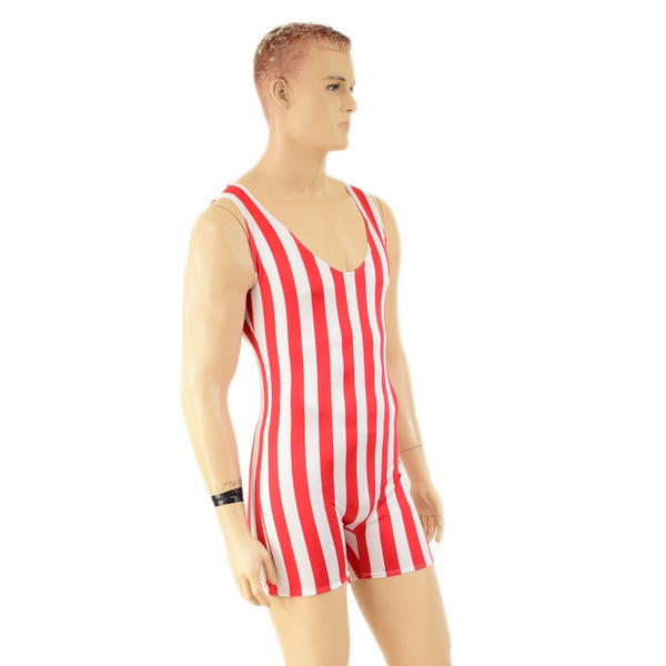 Mens Strong Man Striped Singlet - 2