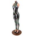 Backless Oil Slick Catsuit with Snap Back Turtleneck - 2