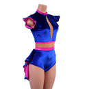 Pink and Blue Mini Tuxedo Back Romper with Inset Mesh Keyhole-3