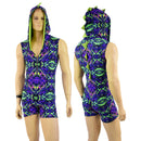 Mens Neon Melt Sleeveless Dragon Hooded Romper with Zipper-1