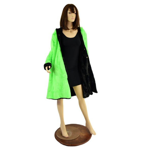 Double Minky Reversible A Line Coat - Coquetry Clothing