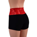 Black Zen High Waist Shorts with Red Sparkly Jewel Waistband-3