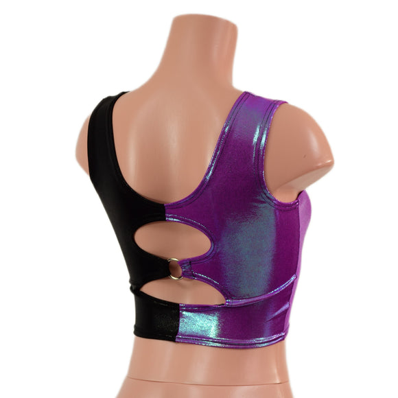 Cutout O-Ring Crop Tank with Color Split