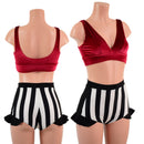 Red Velvet and Black and White Striped Cirque Set-1