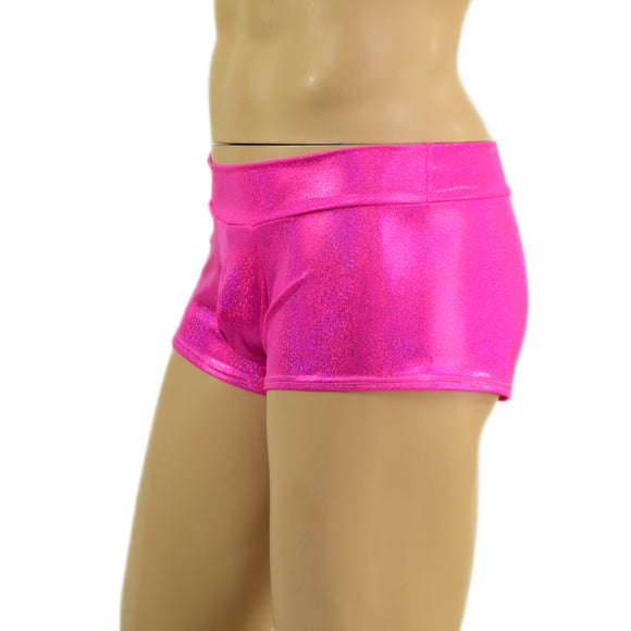 Mens Lowrise Aruba Shorts in Neon Pink Sparkly Jewel