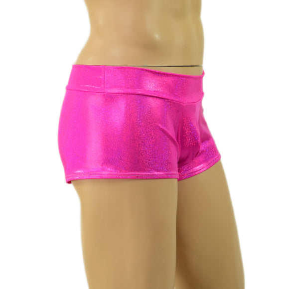 Mens Lowrise Aruba Shorts in Neon Pink Sparkly Jewel