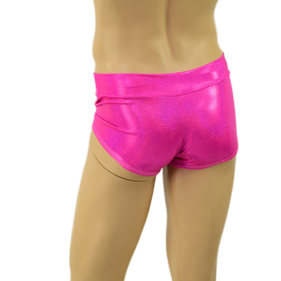 Mens Lowrise Aruba Shorts in Neon Pink Sparkly Jewel