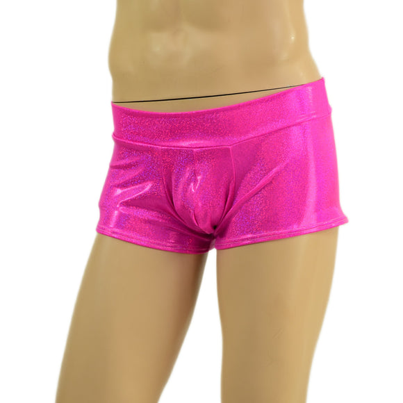 Mens Lowrise Aruba Shorts in Neon Pink Sparkly Jewel