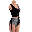 Distortion Velvet and Black Velvet Lace Up Harlequin Set - Coquetry Clothing