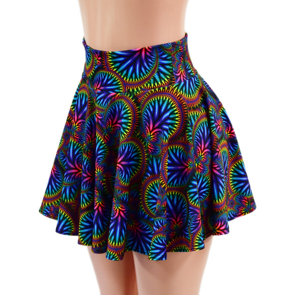 Radioactive Print Circle Cut Mini Skirt