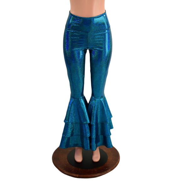 Ocean Sparkle High Waist Triple Tier Bell Bottom Flares - Coquetry Clothing