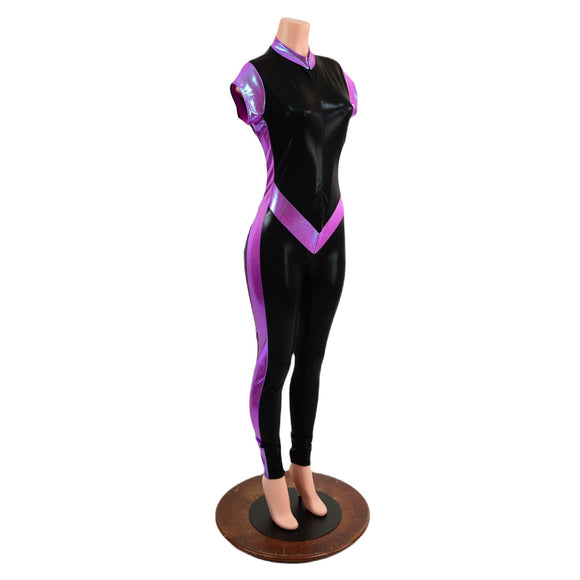 Cap Sleeve V Front Catsuit with Stella Neckline - Coquetry Clothing