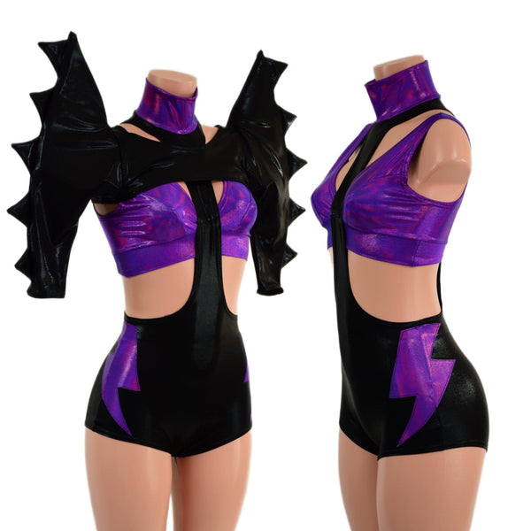 3PC UFO Suit with Bolt Applique and Mega Shoulder Bolero Set - 1