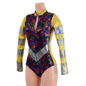 CyberSpace Silver and Gold Shattered Glass V Front Stella Romper - 1