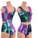 Plumeria and Scarab Lace Up Harlequin Set - 1