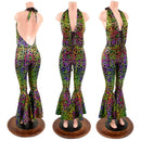 Poisonous Print Laceup Josie Halter Catsuit with Bell Bottoms-1