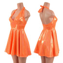 Neon Orange Sparkly Jewel Halter Skater Dress - Coquetry Clothing