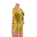 Gold, Red and Green Klown Romper with Twist Back-3
