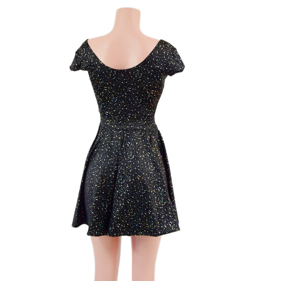 Star Noir Cap Sleeve Skater Dress