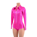 Neon Pink Sparkly Rodeo Romper with Snap Cuffs and Boy Cut Leg - 6