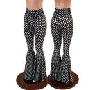 Black and White Polka Dot Print High Waist Bell Bottom Flares-1