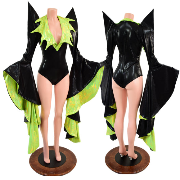 Sorceress Sleeve Romper with Demonica Collar and Siren Cut Leg