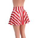 Red and White Stripe Circle Cut Mini Skirt - 4