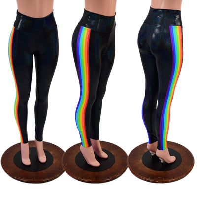 Retro Rainbow Side Panel  High Waist Leggings