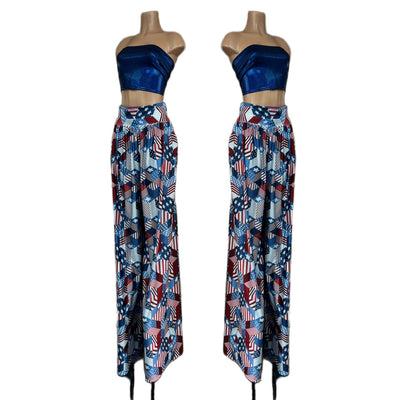 Trouser Style Stilt Pants in Americana Print
